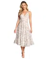 Dress The Population Women's Elisa Floral-embroidered Midi Dress In White,gold