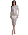 Dress The Population Emmalyn Sequin Long Sleeve Body-con Cocktail Dress In Dark Pearl