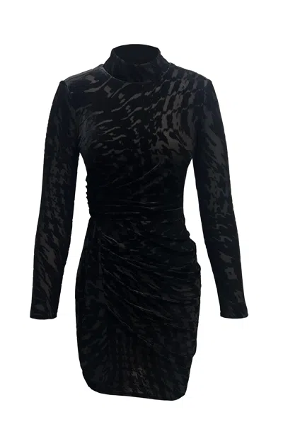 Dress The Population Women's Fawn Black Long Sleeve Turtleneck Bodycon Mini Dress