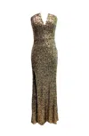 Dress The Population Fernanda Sequin Strapless Gown In Gold In Gold