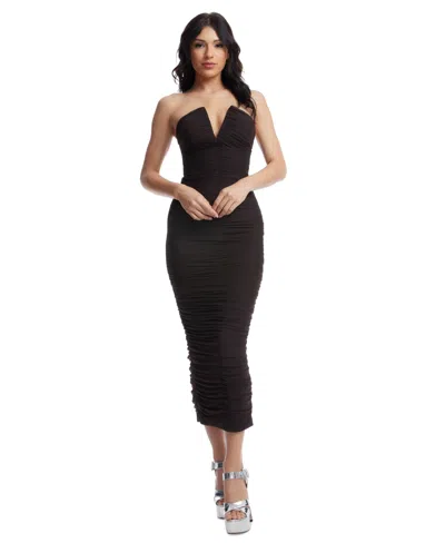 Dress The Population Women's Ferra Strapless Ruched Dress In Mocha