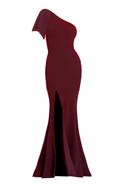 Dress The Population Women's Georgina Red Bow Detail One Shoulder Maxi Dress