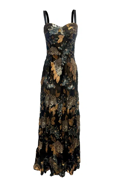 Dress The Population Women's Gold Anabel Sweetheart Bustier Sleeveless Maxi Dress