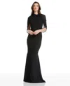 Dress The Population Aviva High Neck Open Back Evening Gown In Black