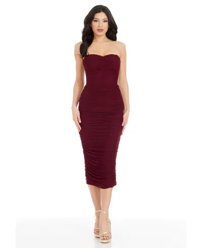 DRESS THE POPULATION WOMEN'S HEATHER STRAPLESS BODYCON DRESS