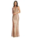 Dress The Population Iris Sequin Gown In Gold Multi