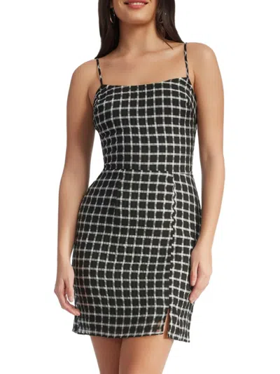 Dress The Population Women's Kallan Plaid Bodycon Mini Dress In Black White