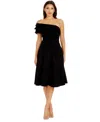 Shop Dress The Population Women's Kristy One-shoulder Ruffle Dress In Black