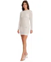 Dress The Population Lola Sequin Long Sleeve Body-con Minidress In White,nude