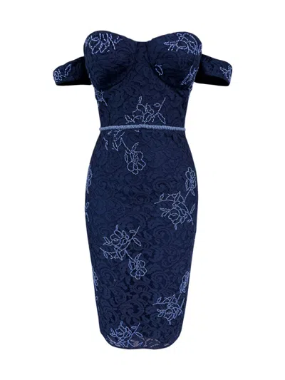 Dress The Population Women's Marietta Floral Cocktail Dress In Navy Multi