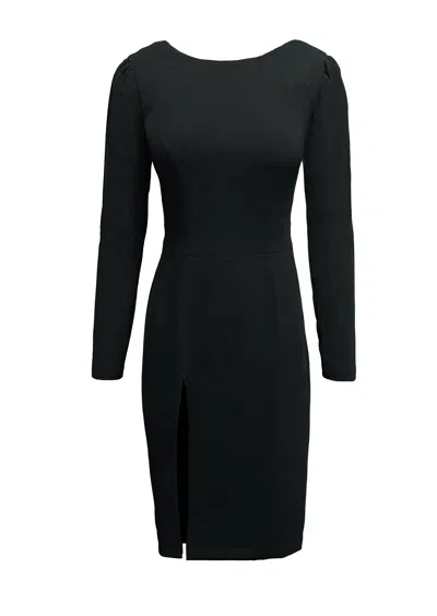 Dress The Population Women's Nadia Black Puff Sleeve Midi Dress