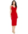 Dress The Population Nikki Womens Cowl Neck Open Back Cocktail And Party Dress In Rouge