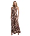Dress The Population Women's Olivia Floral-print Low-back Gown In Mocha Multi