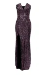 Dress The Population Vada Mixed Media Strapless Gown In Pink/purple
