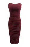 Dress The Population Heather Center Ruched Strapless Body-con Dress In Red