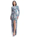 Dress The Population Romera Metallic Floral Print Gown In Capri Multi