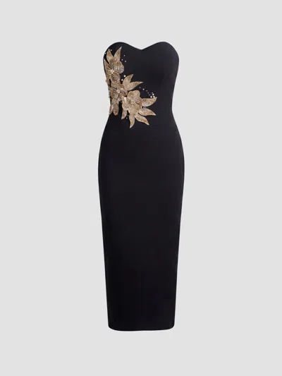 Dress The Population Women's Shailene Strapless Midi Dress In Black