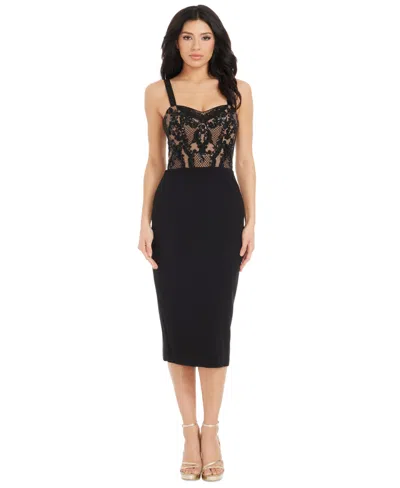 Dress The Population Women's Silvia Sequined Bodycon Dress In Black Nude