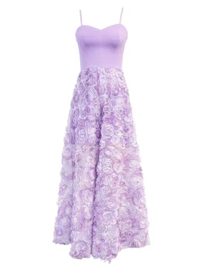 Dress The Population Women's Summer Audrina Floral Appliquè Gown In Purple