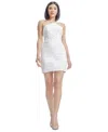 DRESS THE POPULATION WOMEN'S TEXTURED HALTERNECK MINI DRESS