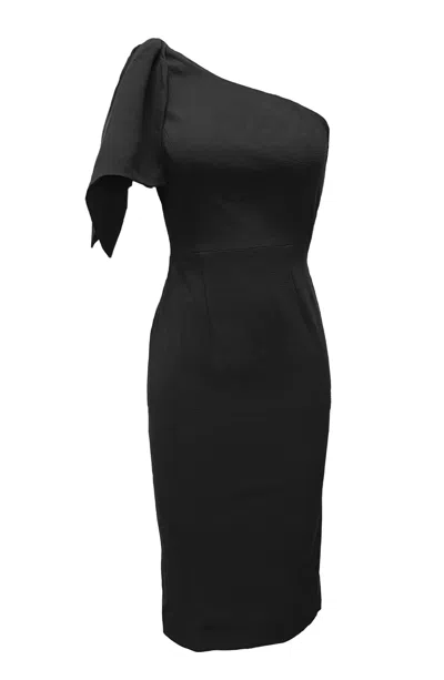 Dress The Population Tiffany One-shoulder Midi Dress In Black