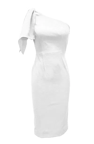 Dress The Population Women's Tiffany White Asymmetrical Midi Dress