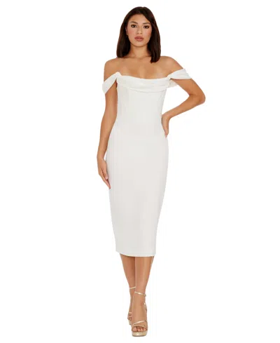 Dress The Population Women's Vickie Off-the-shoulder Dress In White