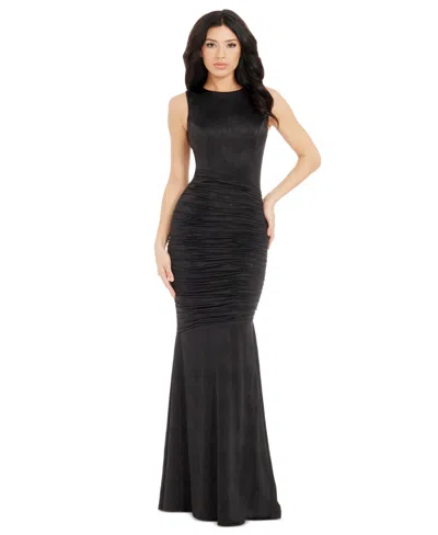 Dress The Population Violette Ruched Sleeveless Gown In Black