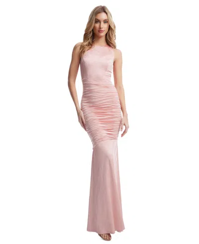 Dress The Population Women's Violetta Ruched Gown In Blush