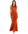 DRESS THE POPULATION WOMEN'S VIOLETTA RUCHED GOWN
