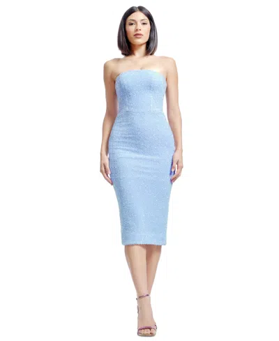 Dress The Population Viviana Sequin Strapless Sheath Dress In Sky