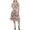Dress The Population Womens Embellished Nylon Fit & Flare Dress In Beige