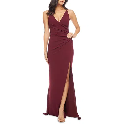 Dress The Population Womens Ruched Formal Evening Dress In Burgundy
