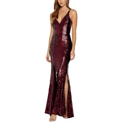 Dress The Population Womens Sequined Polyester Evening Dress In Red