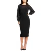 Dress The Population Pilar Mixed Media Long Sleeve Dress In Black
