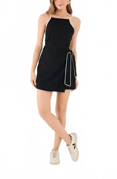 Dress To Alive Linen Romper In Black Grain