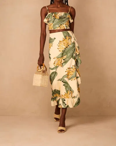Dress To Banana Maxi Skirt In Paradise Print In Green