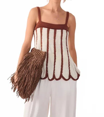Dress To Bicolor Knitted Top In Cream/brown