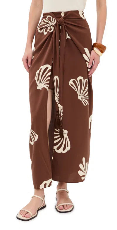 Dress To Brown Maritime Front Knot Maxi Skirt Brown Maritime