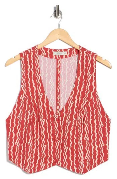 Dress To Button Front Cotton Vest In Multi