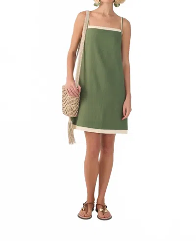Dress To Contrast Layered Mini Dress In Olive Green In Animal Print
