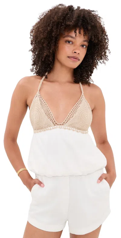 Dress To Crochet Bodice Halter Top Off-white In Brown