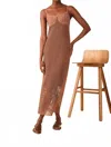 Dress To Crochet Shell Midi Dress In Gold In Brown