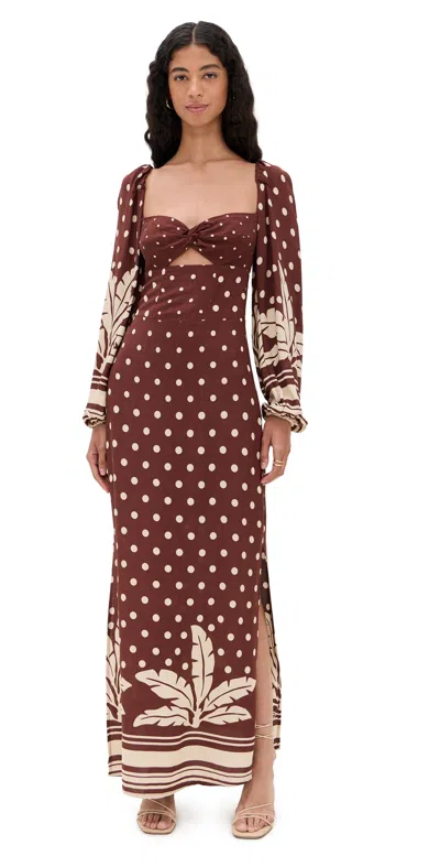 Dress To Cropped Palm Tree Print Crepe Dress Palm Tree In Brown