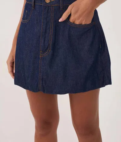 Dress To Denim Bubble Mini Skirt In Dark Wash In Blue