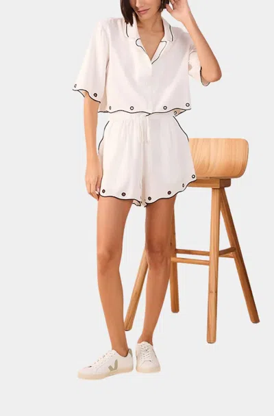 Dress To Embroidered Scallop Crop Shirt Top In Off White