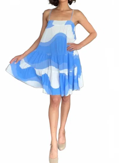 Dress To Flow Print Mini Dress In Wavy Blue