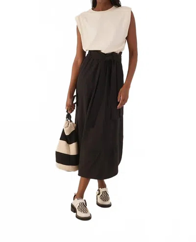Dress To Front Ties T-shirt Bodice Maxi Dress In Black/ White