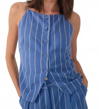 Dress To Iris Stripe Longline Vest In Blue/ivory