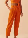 Dress To Linen Ankle Pants In Orange In Orange